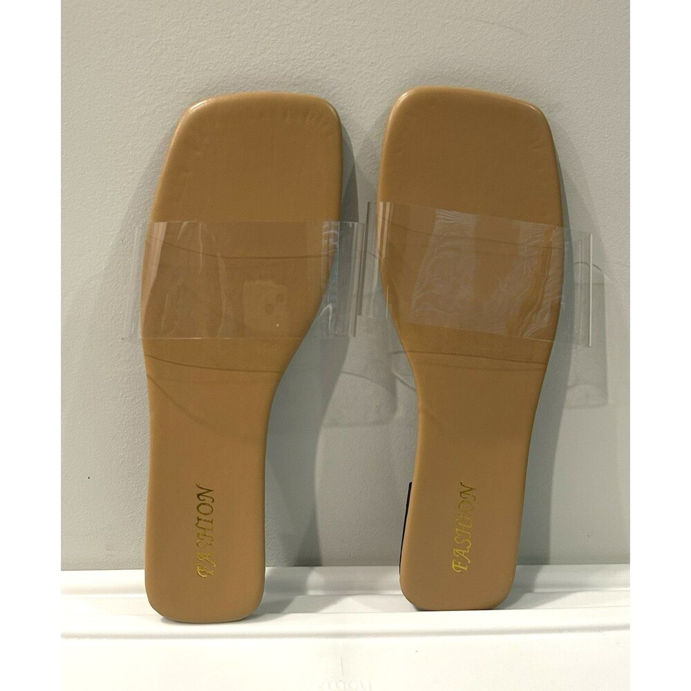Fashion Clear Transparant Women Single Band Open Toe Flat Sandals Size 11